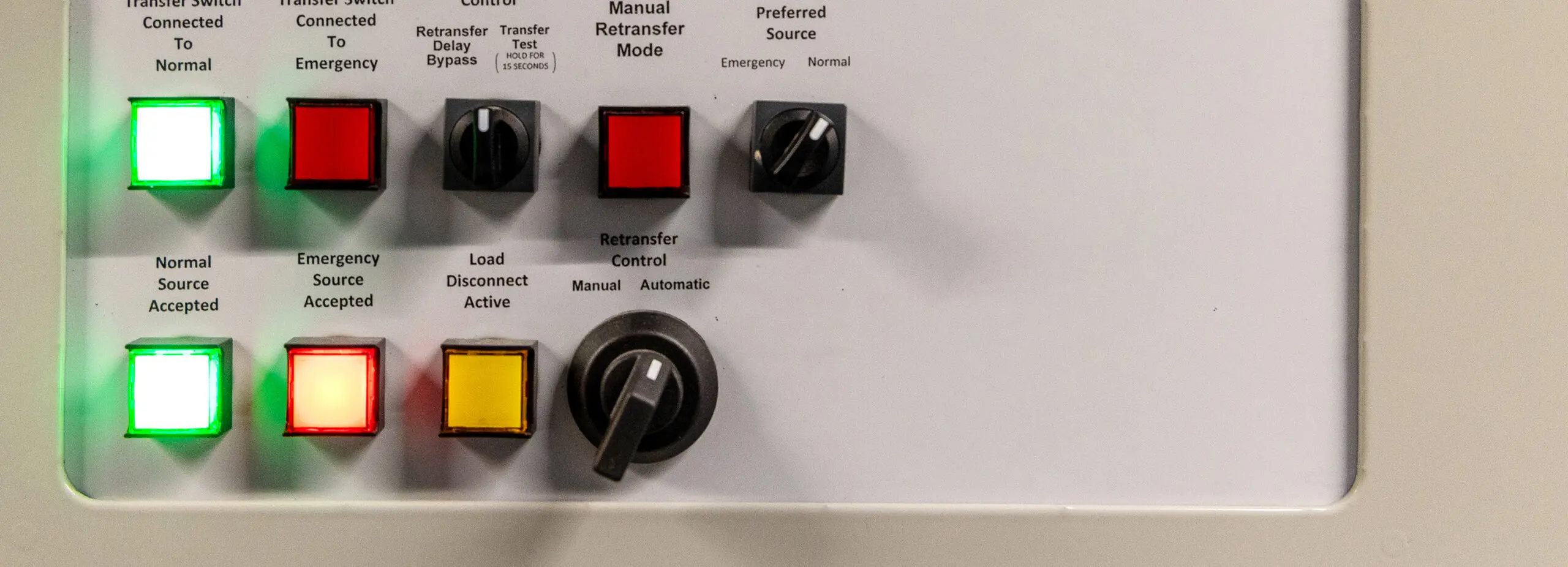 Control panel closeup